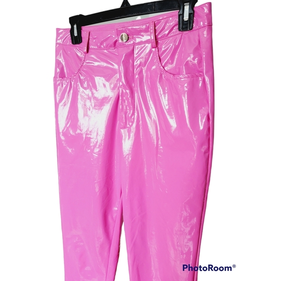 Fashion Nova High-Waisted Pink Vinyl Pants - Picture 8 of 11